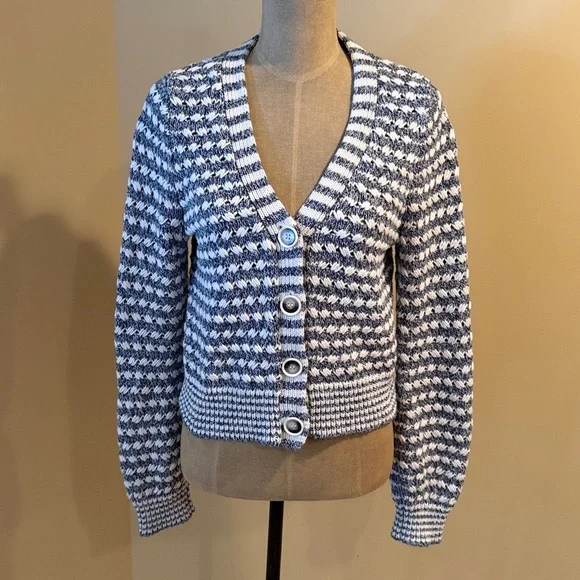 Veronica Beard Artura Blue Multi Cardigan Sweater - Picture 5 of 8